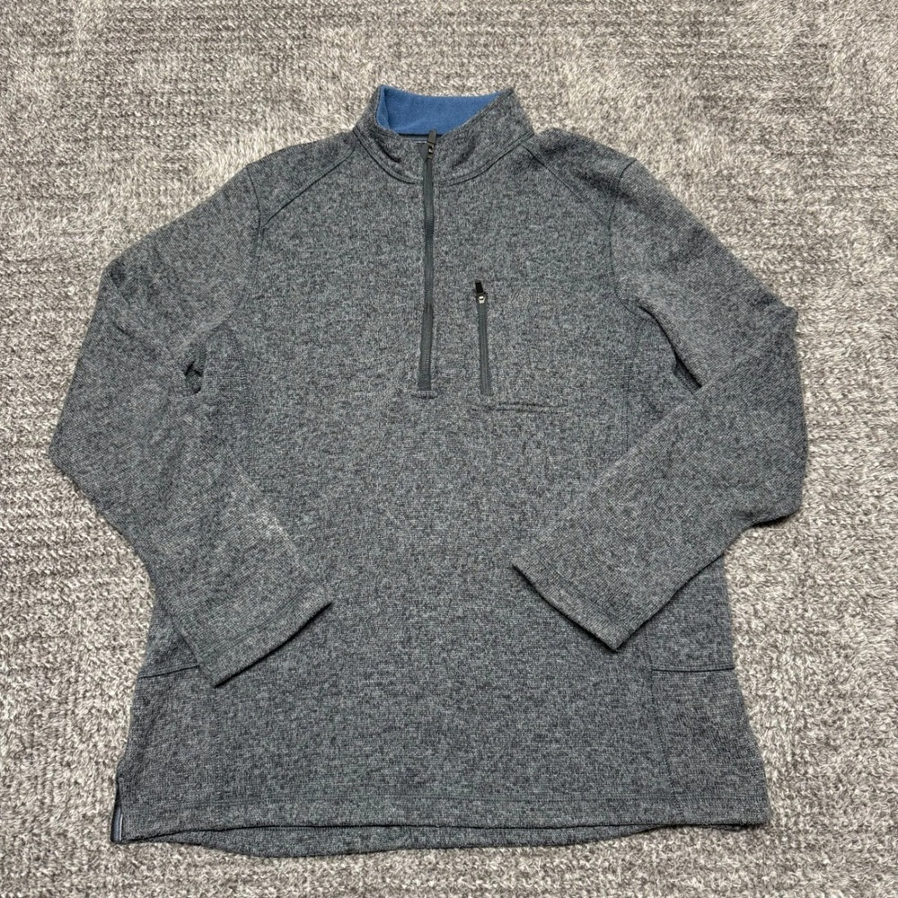 Woolrich Mens Quarter Zip Pullover Sweater Size M Gray Fleece Knit Long Sleeve